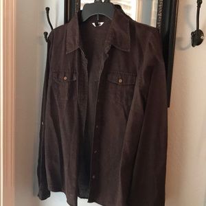 Brown linen button up shirt